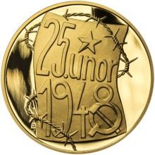 Memento 25. února 1948 - komunistický puč v Československu - 1/2 Oz zlato Proof