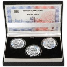 BOHUMIL HRABAL – návrhy mince 200 Kč - sada 3x stříbro 1 Oz Proof