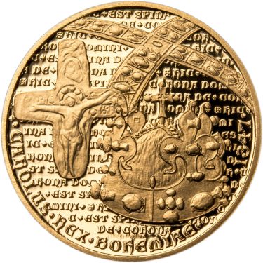 Náhled Averzní strany - Sada zlatého dukátu a stříbrného odražku Karel IV. římský císař - proof