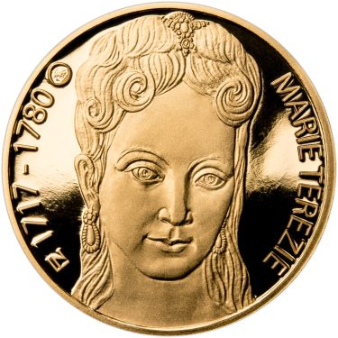 Náhled Averzní strany - Sada zlatého dukátu a stříbrného odražku Marie Terezie - 300. výročí narození - proof