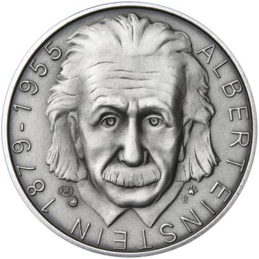 Náhled Averzní strany - Albert Einstein - 135. výročí narození stříbro patina