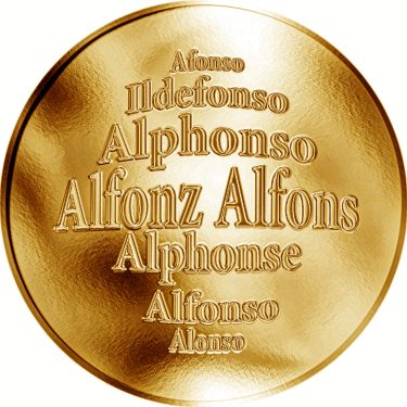 Náhled Averzní strany - Slovenská jména - Alfonz - velká zlatá medaile 1 Oz