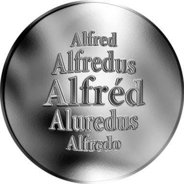 Náhled Averzní strany - Slovenská jména - Alfréd - velká stříbrná medaile 1 Oz
