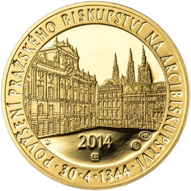 Náhled Averzní strany - Povýšení pražského biskupství na arcibiskupství - 670 let - 1 Oz zlato b.k.