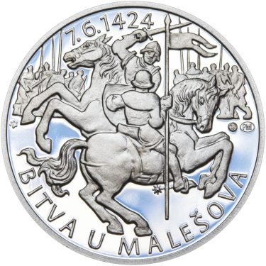 Náhled Averzní strany - Bitva u Malešova - 590. výročí stříbro patina