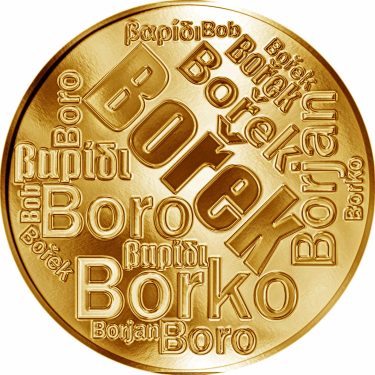 Náhled Averzní strany - Česká jména - Bořek - velká zlatá medaile 1 Oz