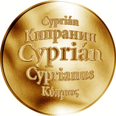 Náhled Averzní strany - Slovenská jména - Cyprián - velká zlatá medaile 1 Oz