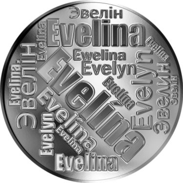 Náhled Averzní strany - Česká jména - Evelína - velká stříbrná medaile 1 Oz