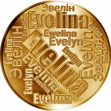 Náhled Averzní strany - Česká jména - Evelína - velká zlatá medaile 1 Oz