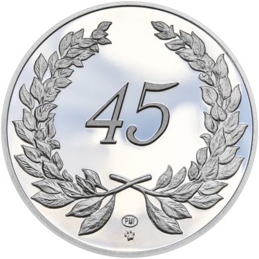Náhled Averzní strany - Medaile k životnímu výročí 45 let - 1 Oz stříbro Proof