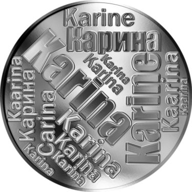 Náhled Averzní strany - Česká jména - Karina - velká stříbrná medaile 1 Oz