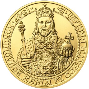 Náhled Averzní strany - 660 let od Korunovace Karla IV. českým králem  - zlato b.k.