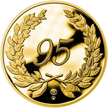 Náhled Averzní strany - Zlatý dukát k životnímu výročí 95 let Proof
