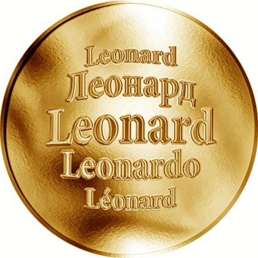 Náhled Averzní strany - Slovenská jména - Leonard - velká zlatá medaile 1 Oz