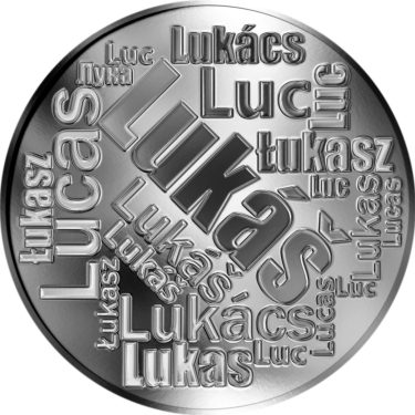 Náhled Averzní strany - Česká jména - Lukáš - velká stříbrná medaile 1 Oz