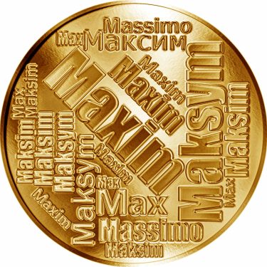 Náhled Averzní strany - Česká jména - Maxim - velká zlatá medaile 1 Oz