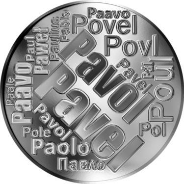 Náhled Averzní strany - Česká jména - Pavel - velká stříbrná medaile 1 Oz