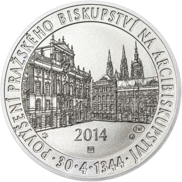 Náhled Averzní strany - Povýšení pražského biskupství na arcibiskupství - 670 let - 1 Oz stříbro b.k.