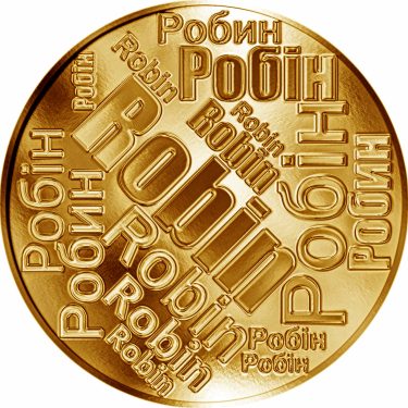Náhled Averzní strany - Česká jména - Robin - velká zlatá medaile 1 Oz