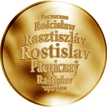 Náhled Averzní strany - Česká jména - Rostislav - velká zlatá medaile 1 Oz