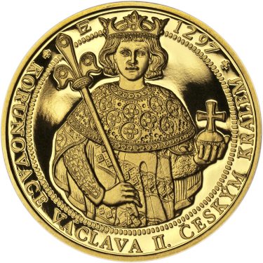 Náhled Averzní strany - Korunovace Václava II. českým králem - zlato Proof